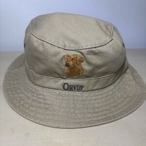 ORVIS Dog Khaki Bucket Boonie Hat S/M  Vented Outdoor Camping Fishing